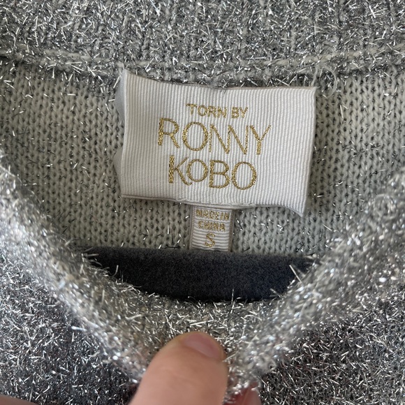 NWT Ronny Kobo Torn Geovany Silver Metallic Dress - Picture 6 of 7